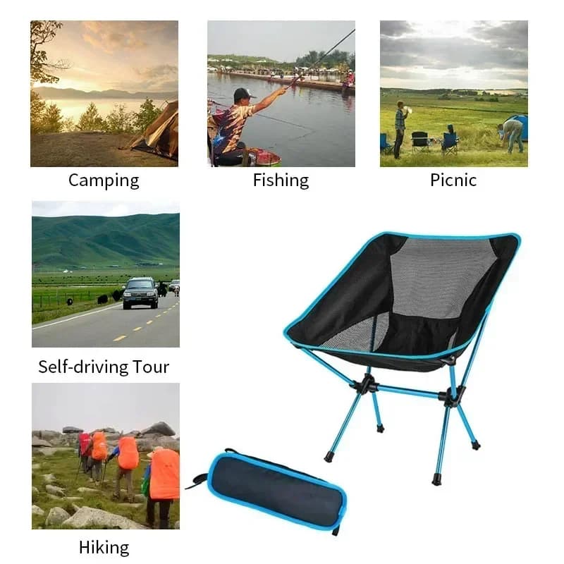 Chaise pliante portable pour plage et BBQ - Légère et pratique pour pêche et voyages