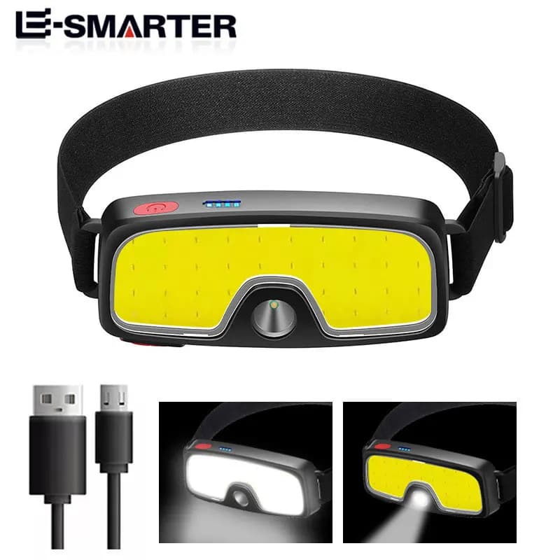 Lampe frontale COB LED rechargeable 180° étanche pour pêche running et camping extérieur