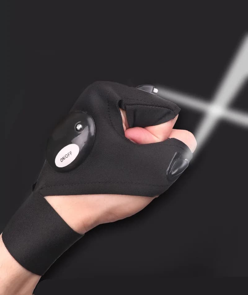 Gants sans doigts LED étanches pour pêche, vélo et randonnée - Lampe intégrée éclairage