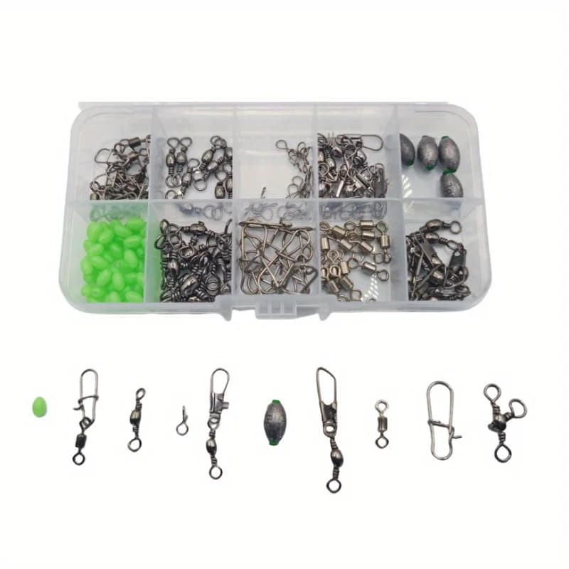 Set 150 pièces connecteurs pêche rapides avec plombs oeufs et perles lumineuses - Quick change spinner set