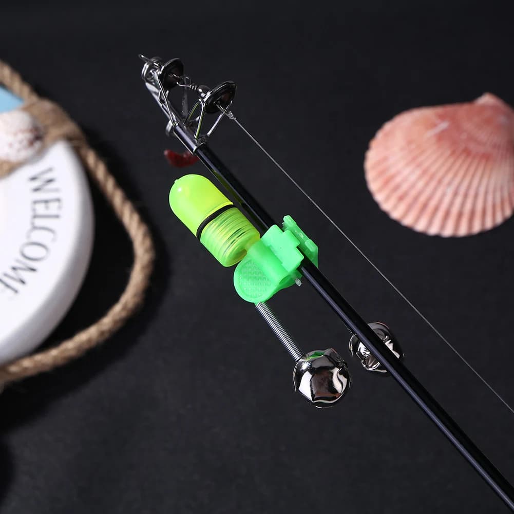 Alarme lumineuse pour pêche de nuit - Double clochette LED pour cannes mer avec clip et alerte sonore