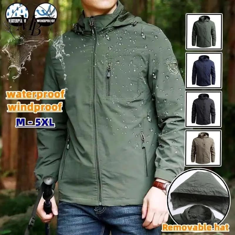 Veste imperméable plus taille printemps pour hommes - Coupe-vent respirante pêche et camping
