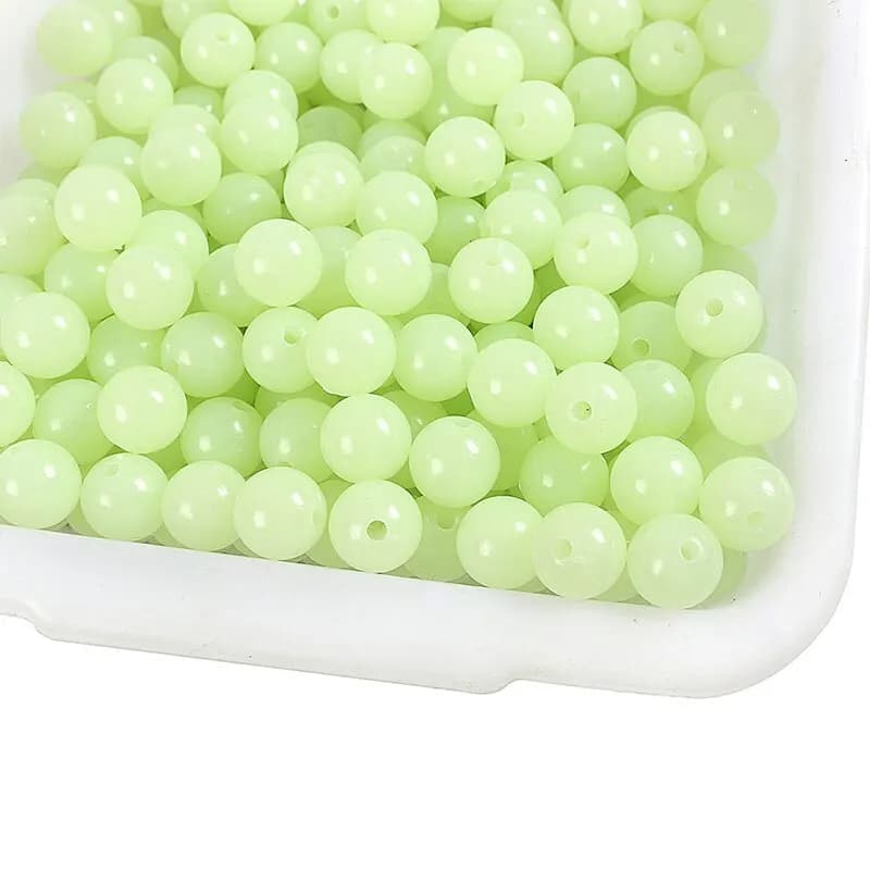 Perles lumineuses fluorescentes pour pêche 4mm 5mm 6mm, 100 billes glow en sac pour montages esches et flotteurs