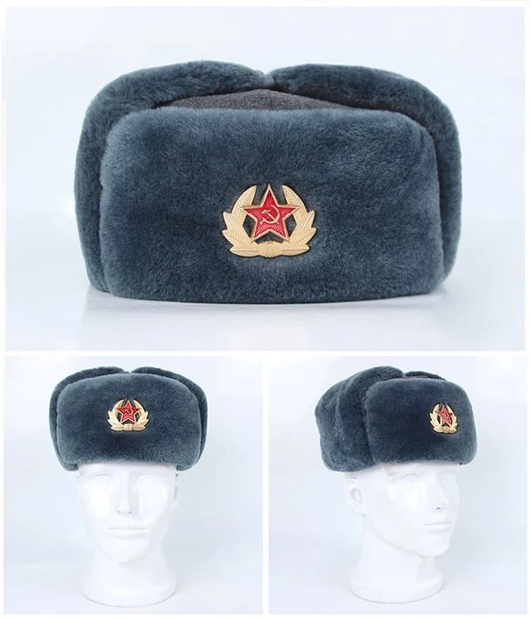 Ushanka russe hiver pêche chasse ouverture tactique oreillettes fourrure étoile rouge