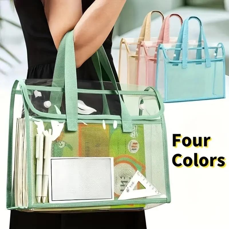 Sac transparent PVC étanche pour école primaire - Stockage copies d'examen et documents scolaires