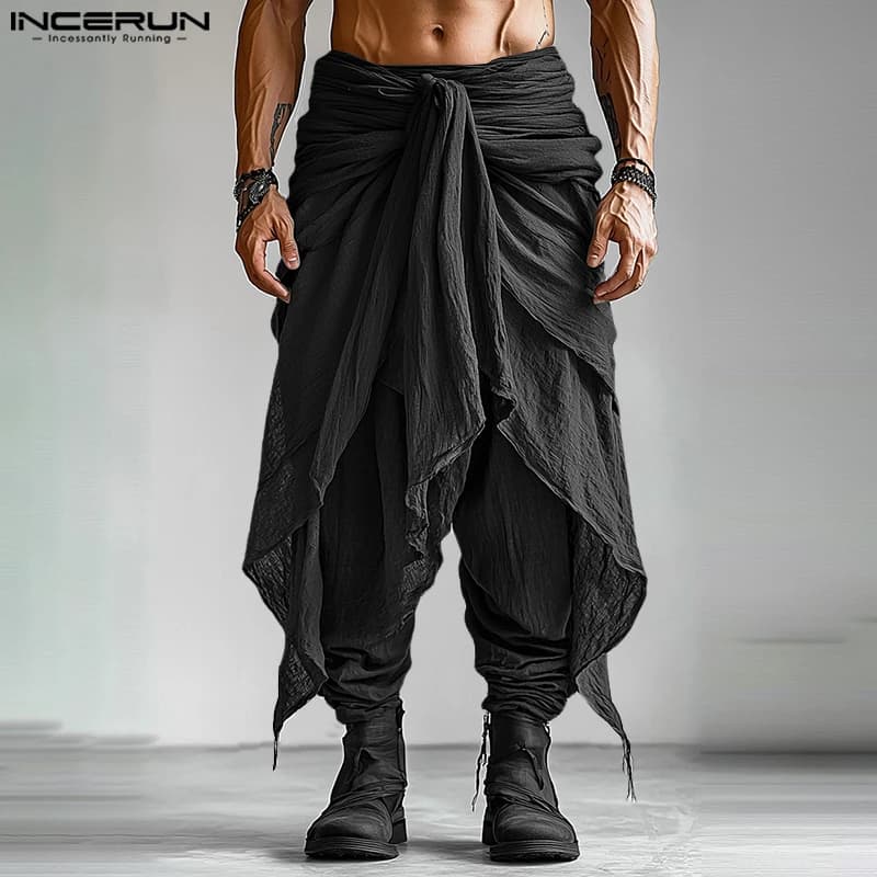 Pantalon harem pêche homme été printemps casual plissé streetwear oversize pêche S-5XL