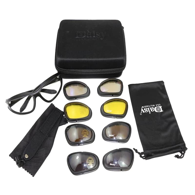 Lunettes Daisy C5/X7 polarisées 4 verres pour airsoft pêche sport - protection tactique complète
