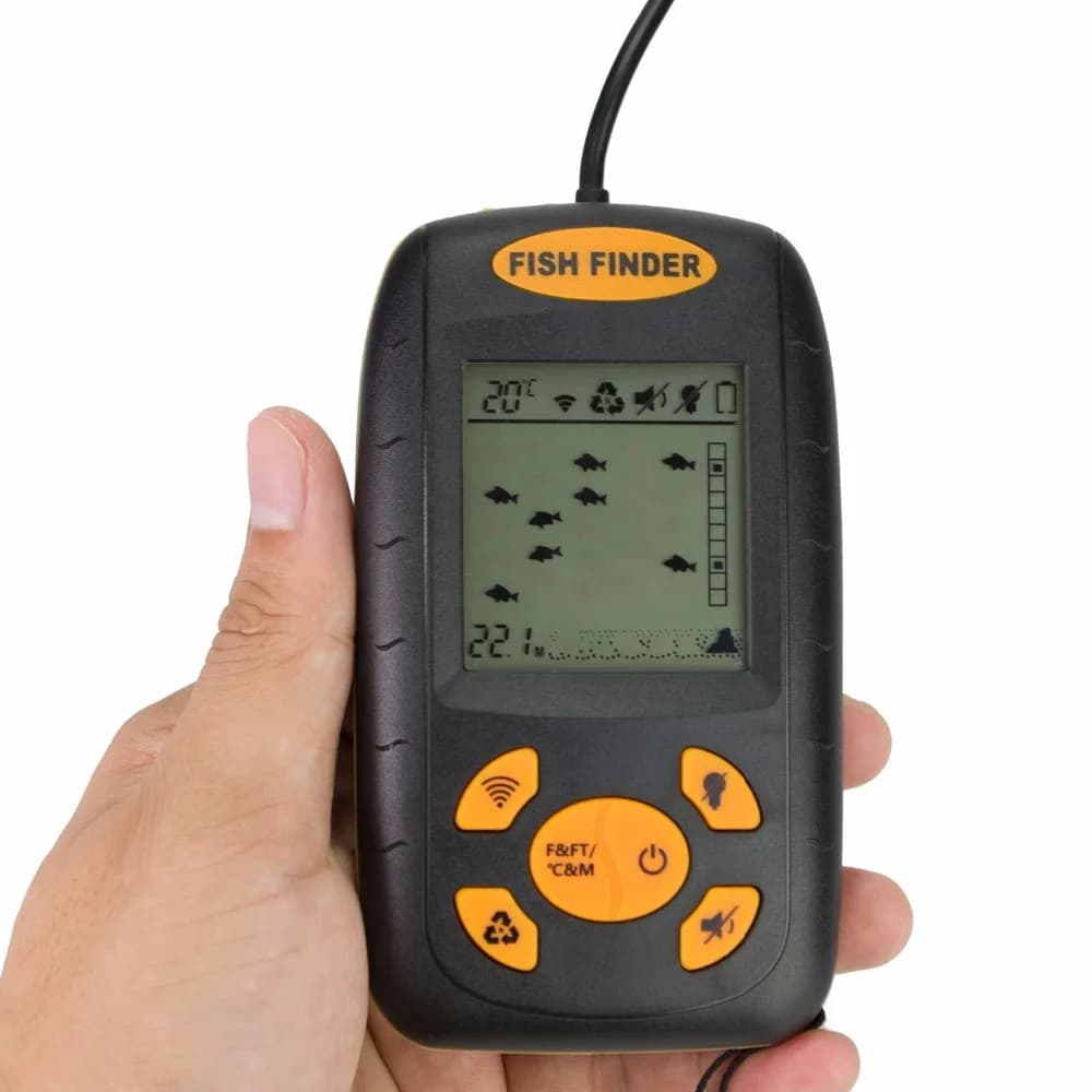 FindFish sondeur portable intelligent avec alarme et transducteur pour détection poissons jusqu'à 100m