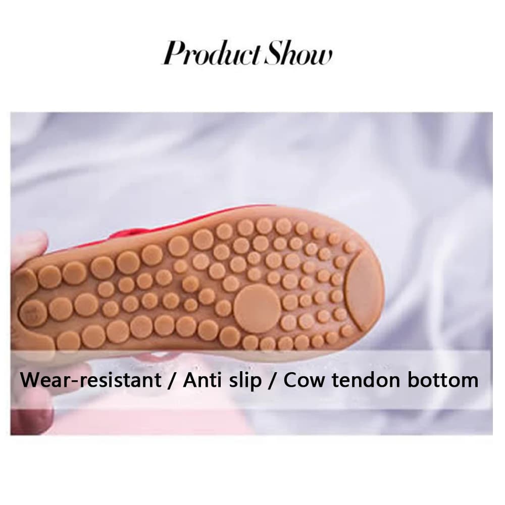 Chaussons de danse traditionnelle chinoise pour filles - Broderie ethnique et semelle cuir souple