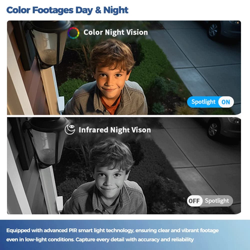 Caméra de sécurité solaire WiFi extérieur Alevio 2.5K, vision nocturne couleur, détection PIR et AI pour surveillance étang