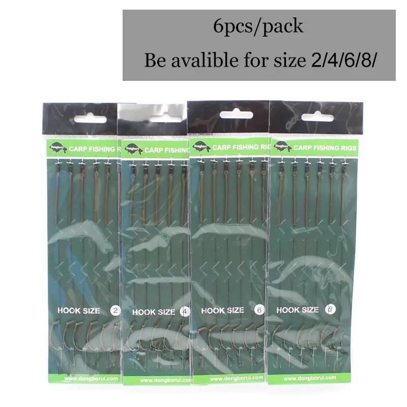 Kit 6 montages carp prêts à pêcher tailles 2 à 8 pour débutants pêche étang et lac