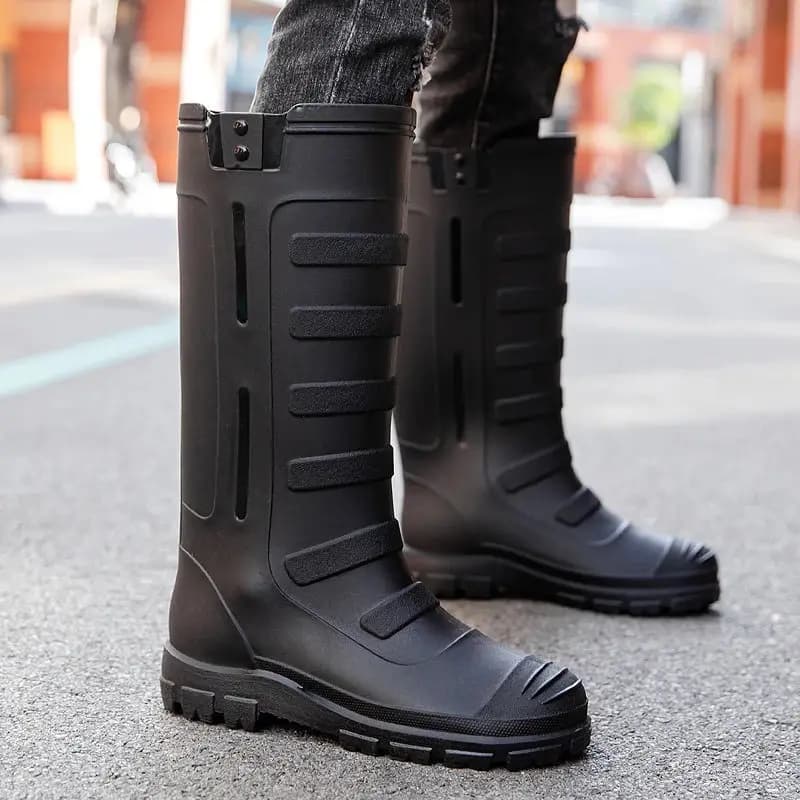 Bottes de pluie longues imperméables doublées polaire pour hommes hiver - Confort chaud cuisine travail
