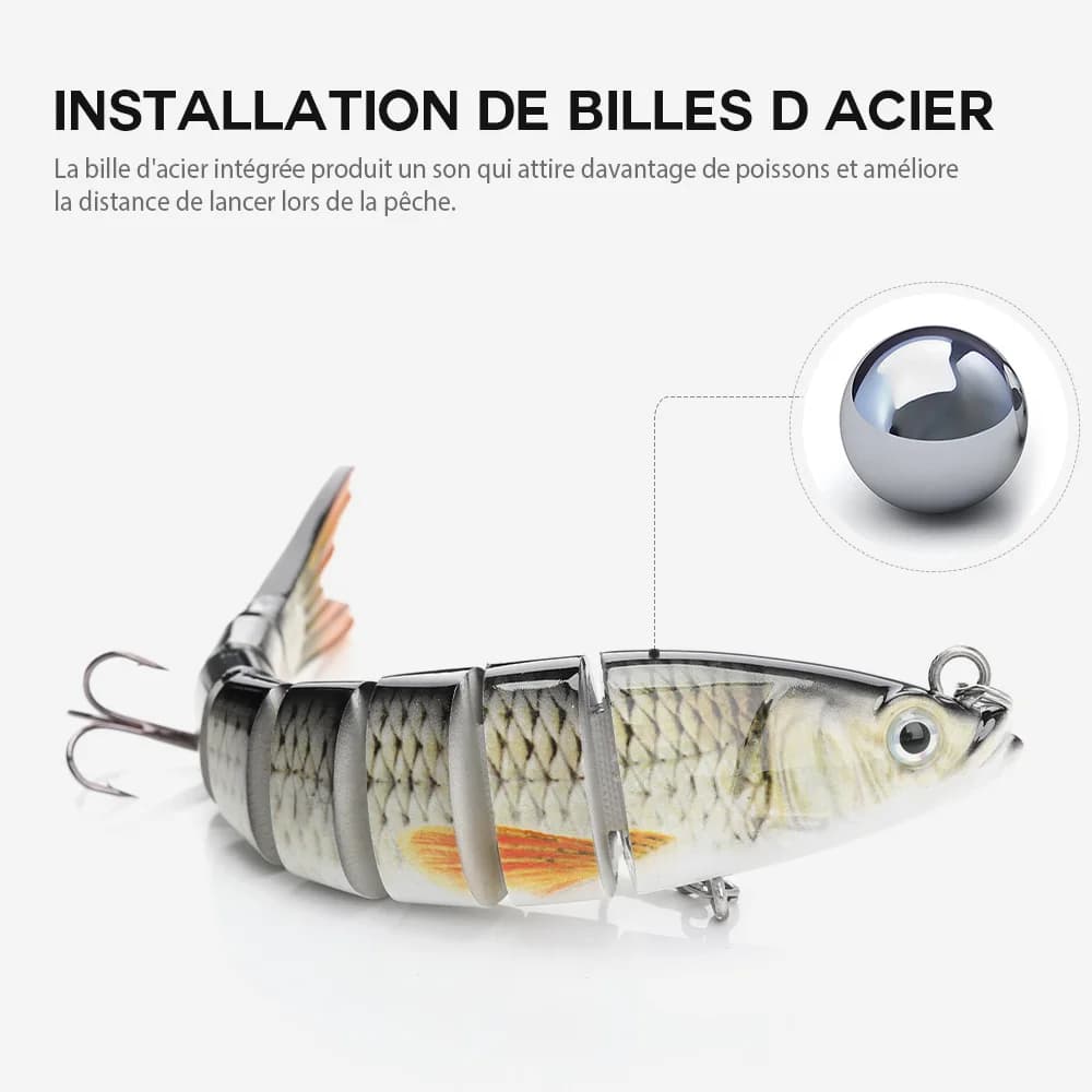 Leurre souple articulé VTAVTA 10-14 cm, appât dur 8 segments pour la pêche aux leurres crankbait