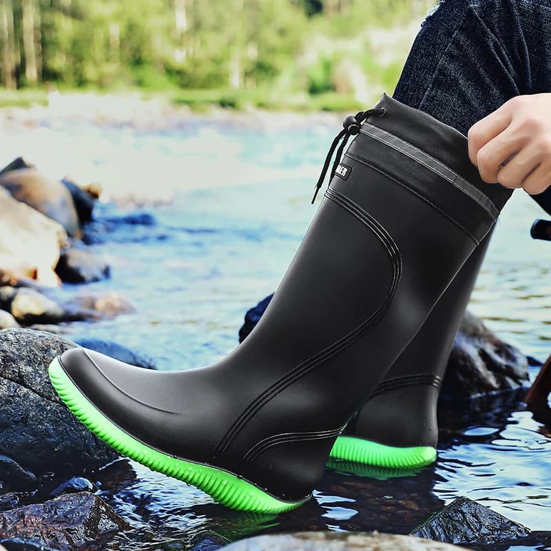 Bottes de pêche hiver homme épaissies et imperméables - Anti-dérapantes avec bandes réfléchissantes pour sécurité
