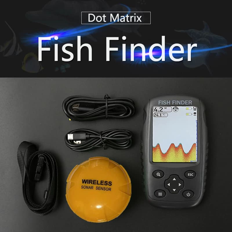 Détecteur poissons sans fil matriciel couleur capteur sondeur transducteur batterie rechargeable
