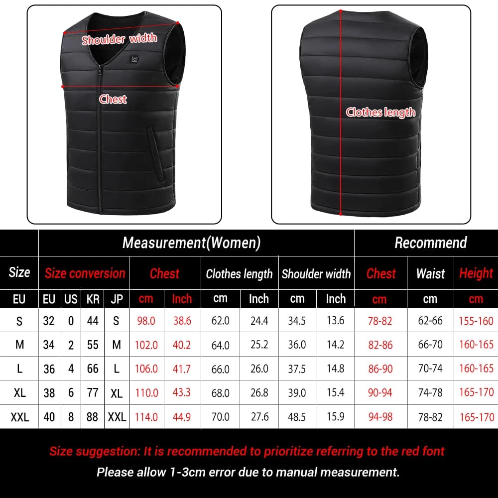 Gilet chauffant 22 zones 3 niveaux de chauffe max 50°C - Idéal hiver, pêche, camping et maison