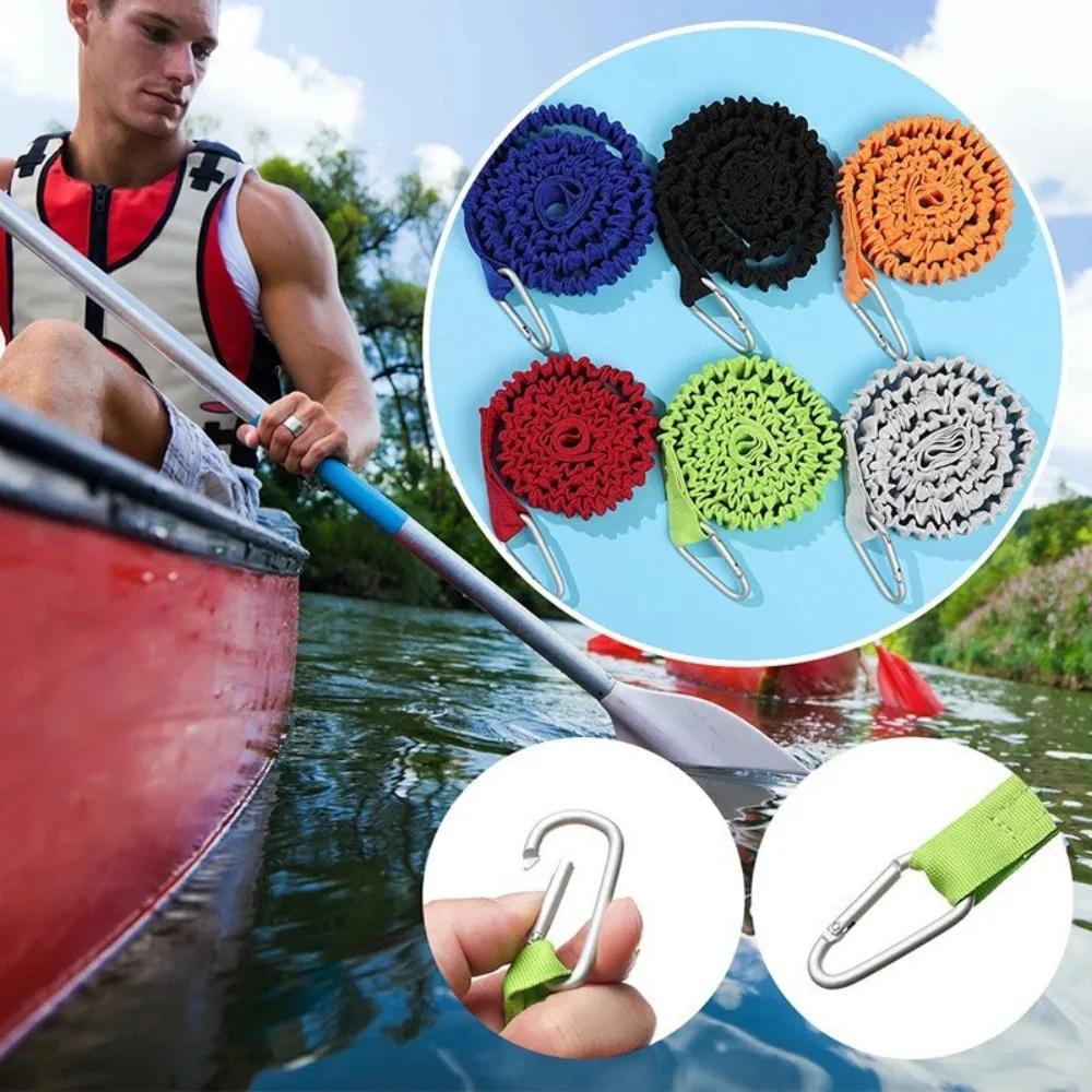 Laisse élastique pour pagaie de kayak et canne à pêche - Longe enroulée avec mousqueton de sécurité
