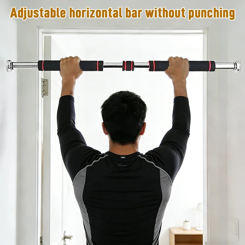 Barre de traction murale ajustable 60-100 cm sans perçage - Renforcement bras et épaules à domicile