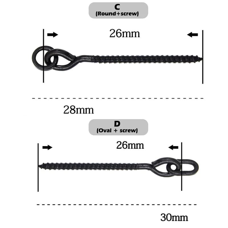 20 connecteurs d'appâts pour pêche à la carpe - D-rig chod rig européen avec vis annulaire rotative