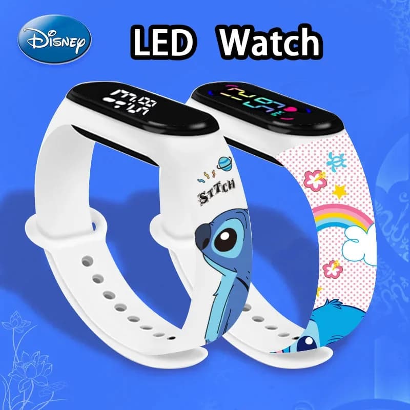 Montre enfant Disney Lilo et Stitch électronique LED lumineuse étanche - Idée cadeau anniversaire sport silicone