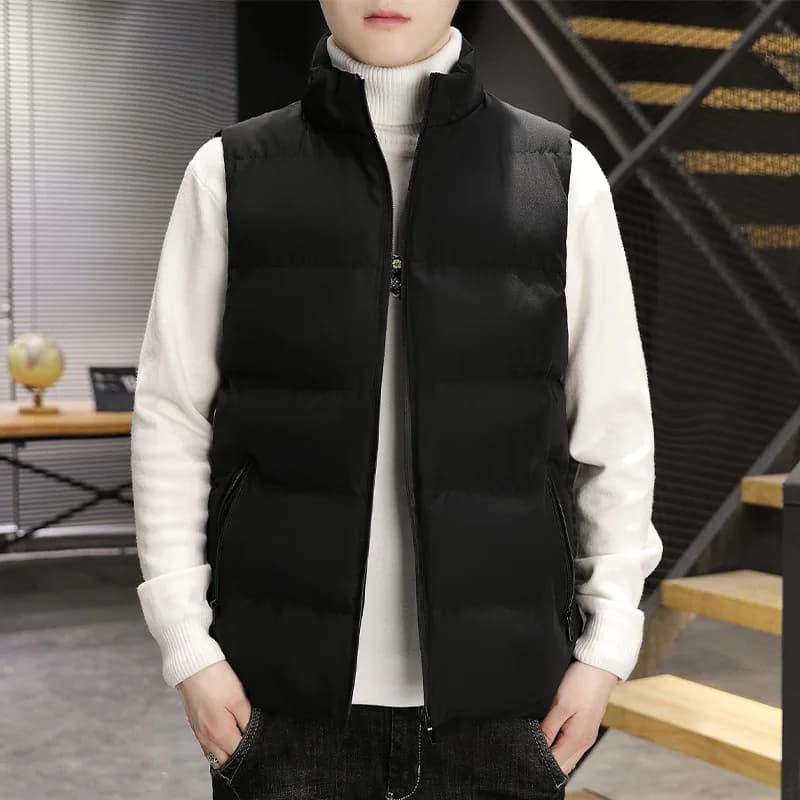 Gilet homme hiver léger et chaud sans manches, coupe-vent matelassé pour pêche et extérieur