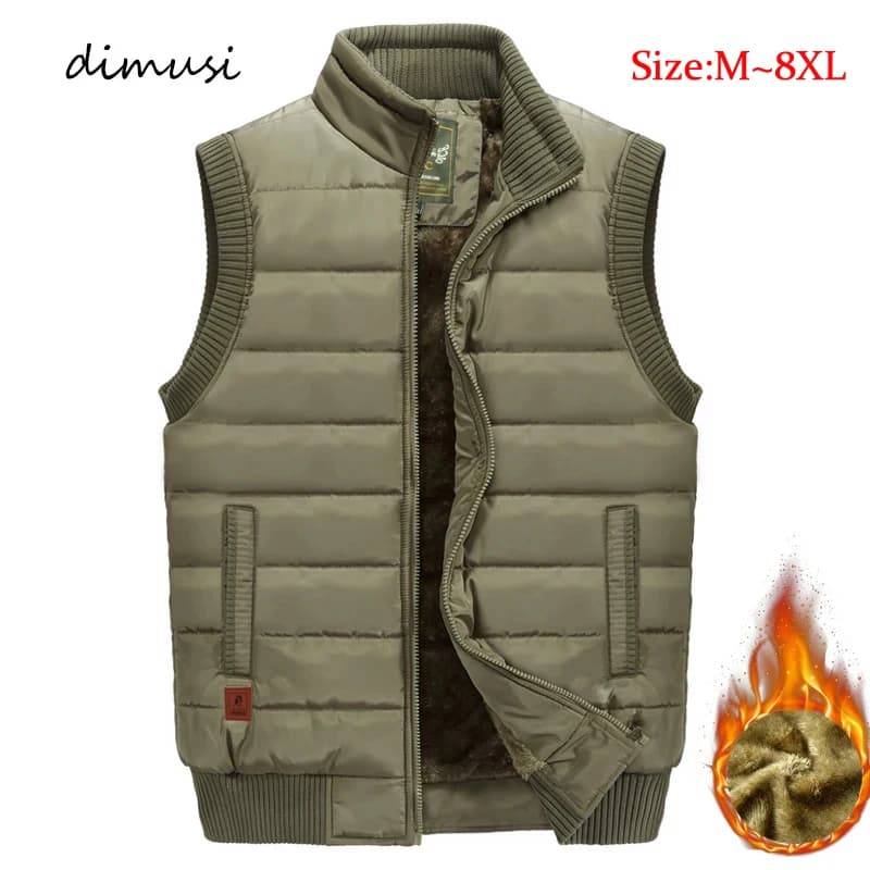 Veste polaire homme sans manches hiver imperméable coupe-vent col montant matelassée taille 8XL