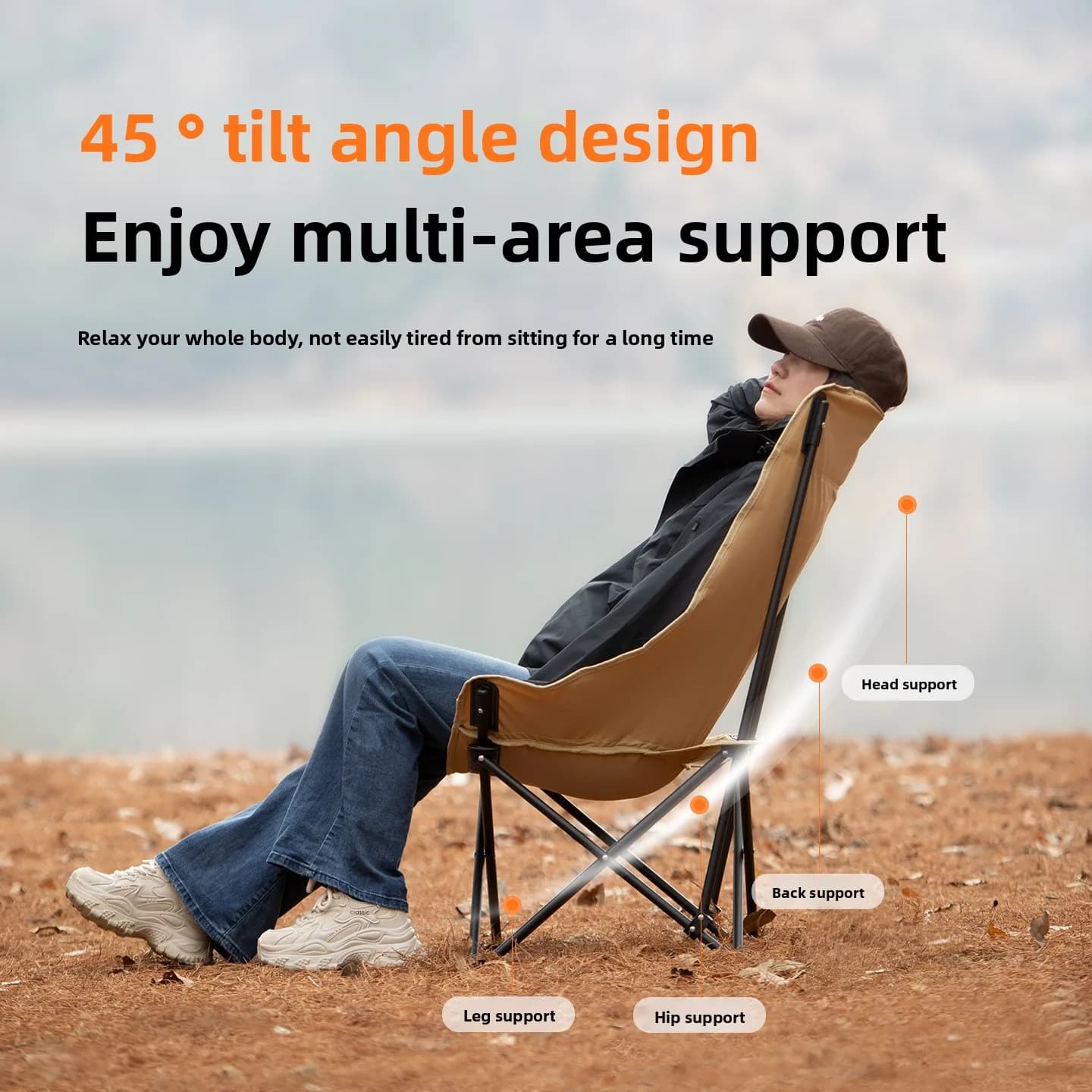 Fauteuil pliant pêche plage léger Moon Chair - Siège camping portable pour loisirs extérieurs