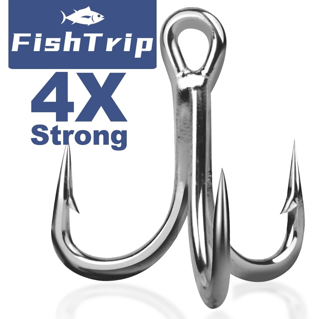 Hameçons triples FishTrip 4X renforcés pour pêche mer - remplacement pour leurres, cuillers et jigs