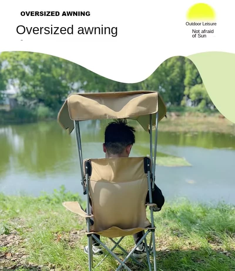 Chaise pliante avec auvent de protection - Siège ombragé pour pêche, plage et camping