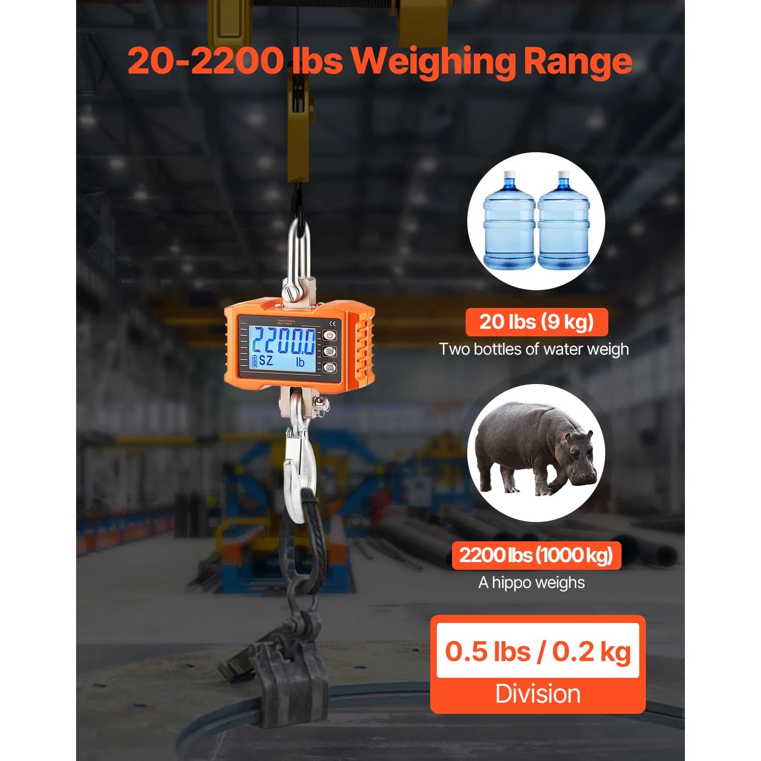 Balance gru numérique 1000kg/2000kg télécommande pêche industrielle LCD rétroéclairage