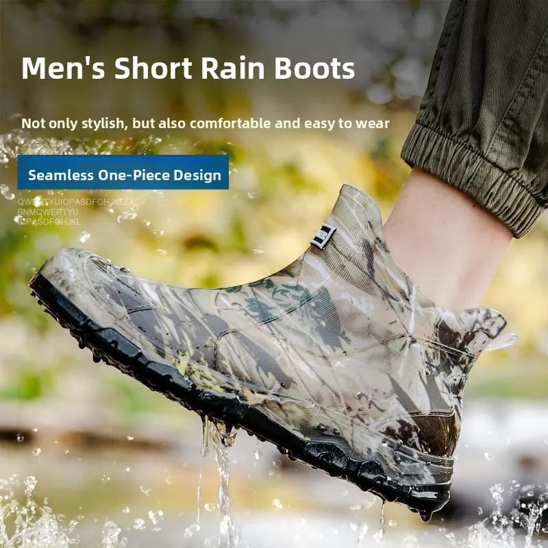 Bottes de pluie homme grande taille camouflage anti-dérapantes imperméables PVC 46 47 48