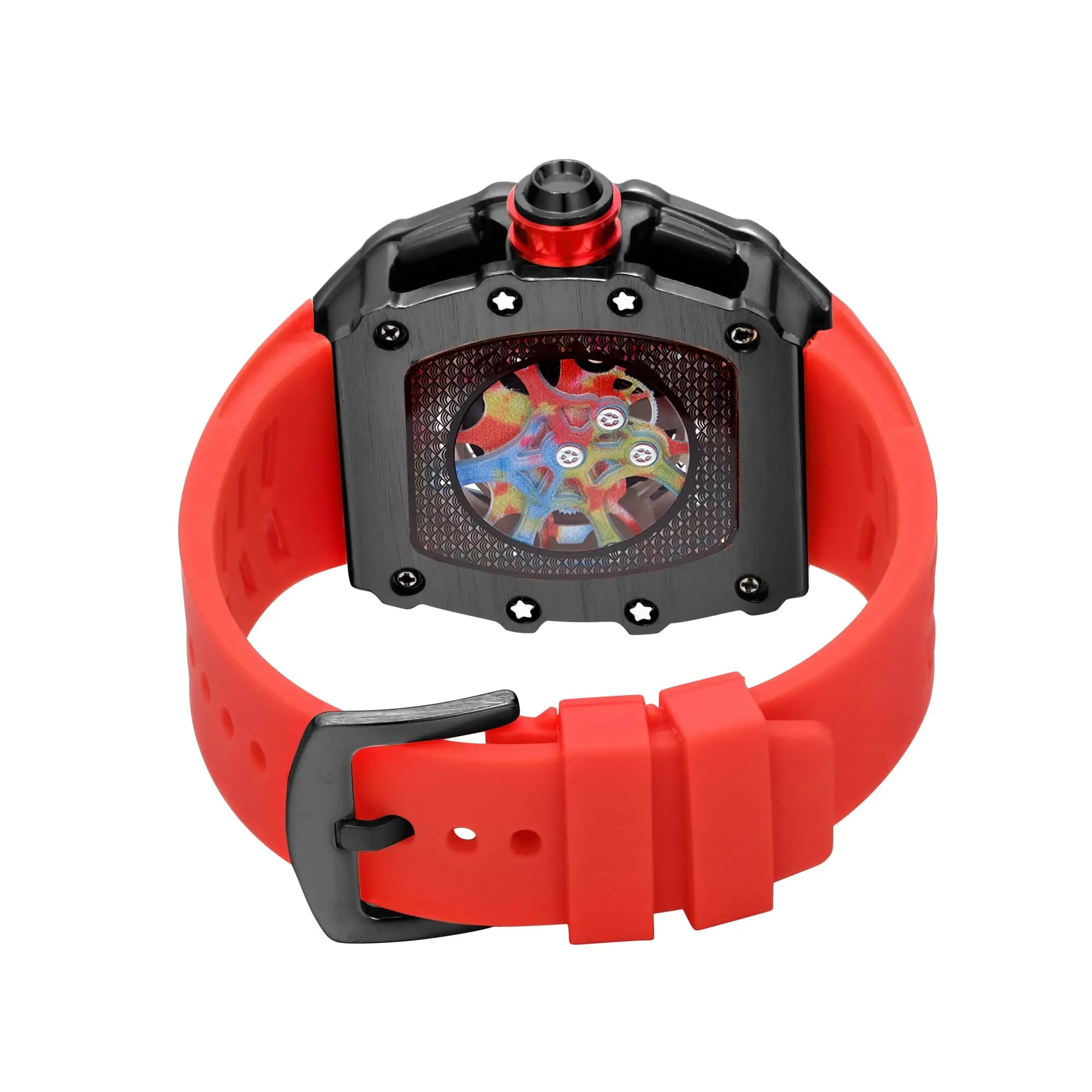 Montre homme luxe quartz étanche PINTIME cadran graffiti tonneau pour sport et pêche plaisance