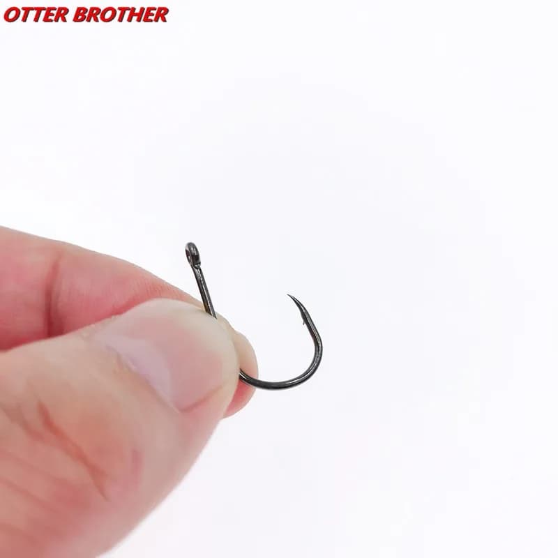 30 Hameçons simples pour la pêche à la carpe, acier carbone avec œillet circulaire et ardillon,