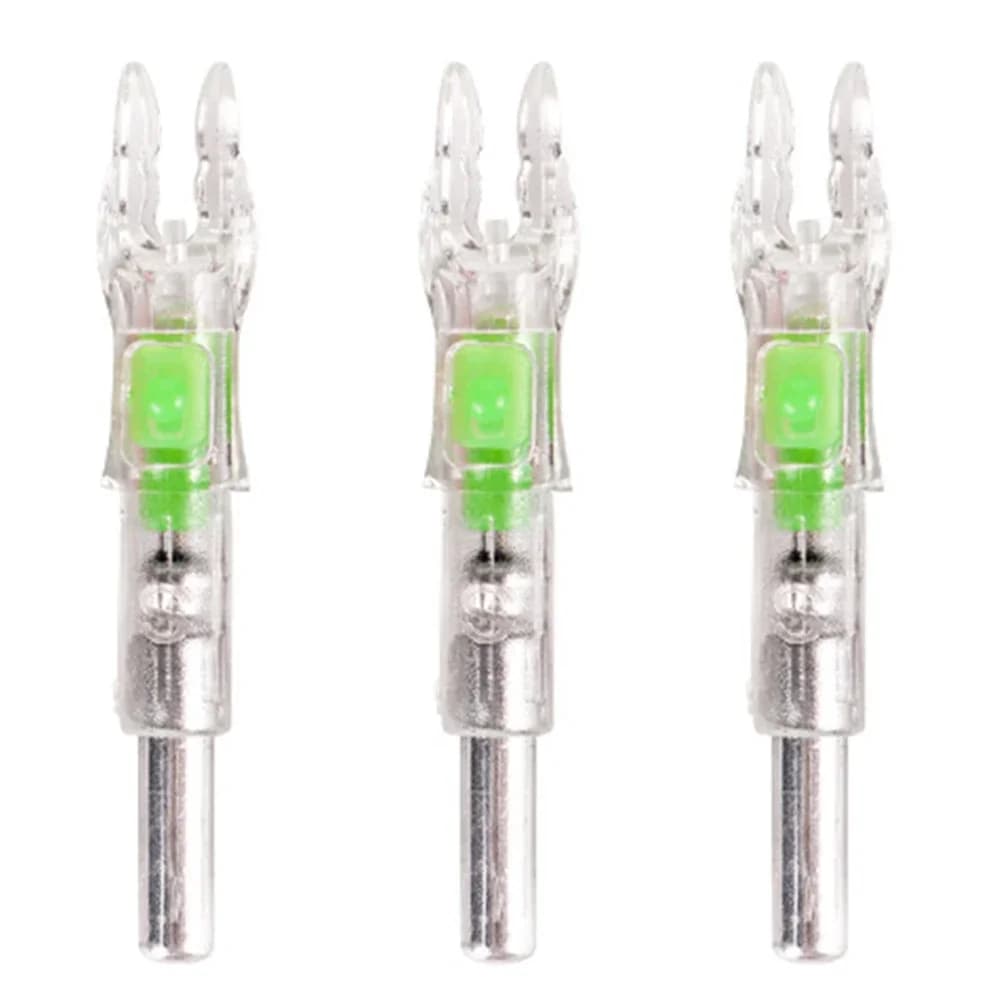 3 empennes lumineuses LED avec bouton pour flèches de pêche à l'arc 6.2mm éclairage automatique