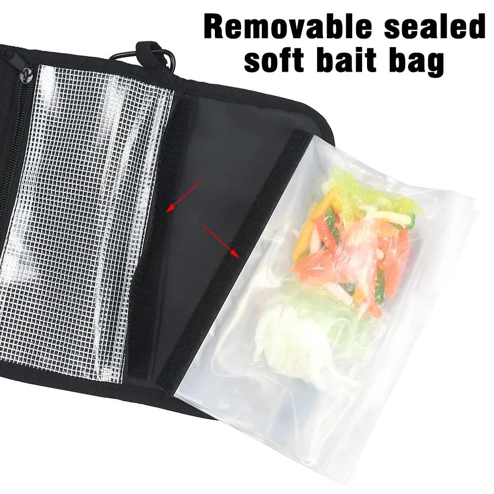 Sac de rangement leurres souples PVC compartimenté étanche pour pêche accessoires