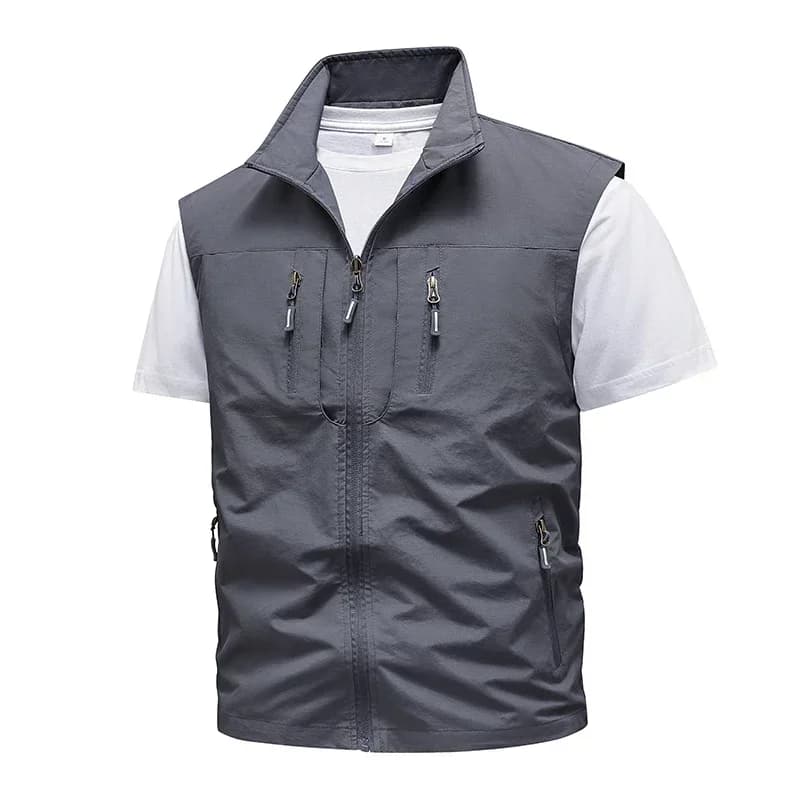 Veste de pêche sans manches homme été mesh multi-poches pour outils extérieur 5XL