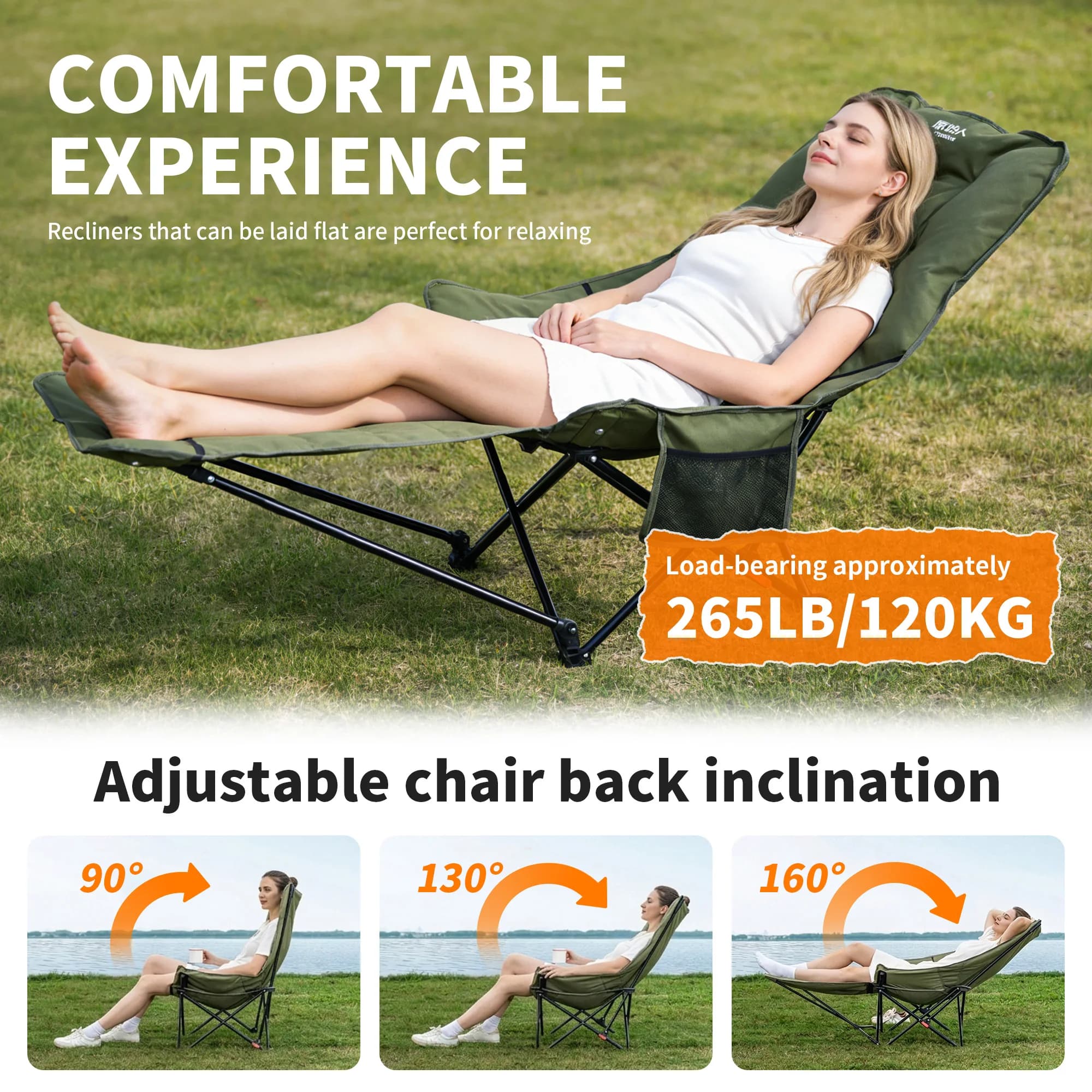 Chaise pliante renforcée PRIMITIVE pour pêcheurs avec rembourrage confort sessions longues