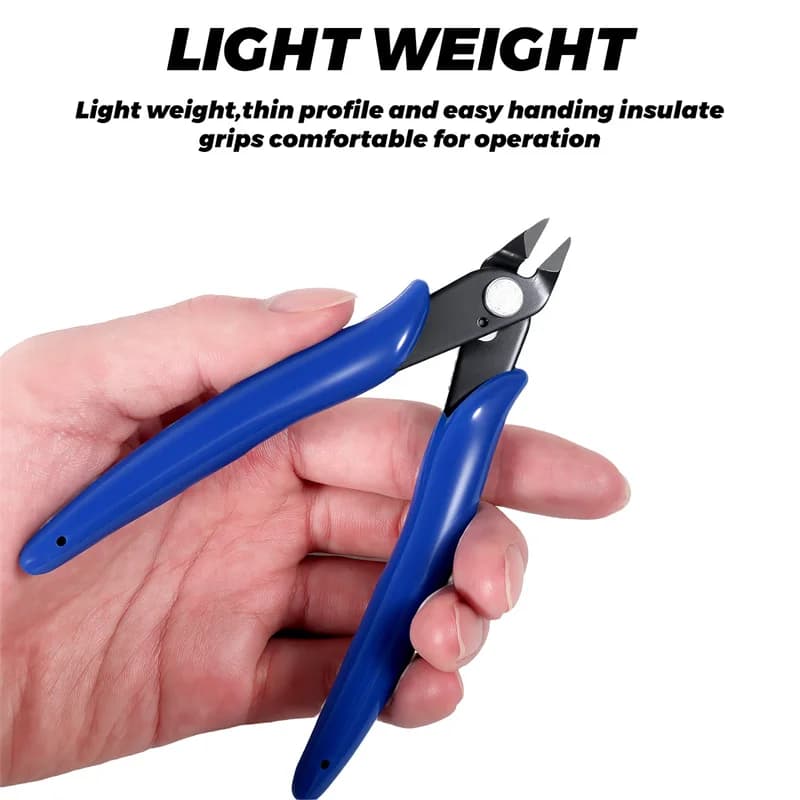 Pince acier carbone coupe-câble électrique - Pince coupante latérale flush pour câbles et fils électricien bleue