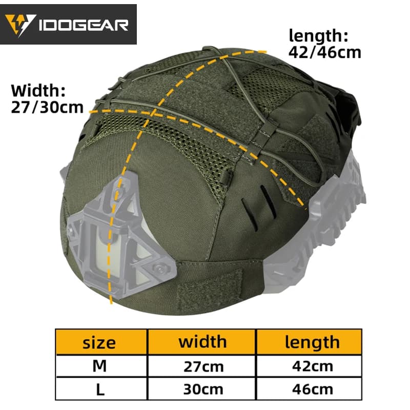 Housse casque Wendy 3.0 IDOGEAR pêche - Protection NVG avec poche batterie camouflage