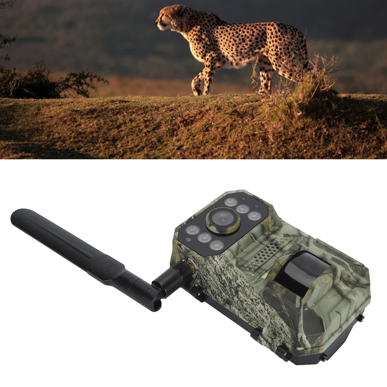 Caméra trail solaire étanche IP66 détection mouvement vision nocturne angle 120° 4K 14MP chasse surveillance faune