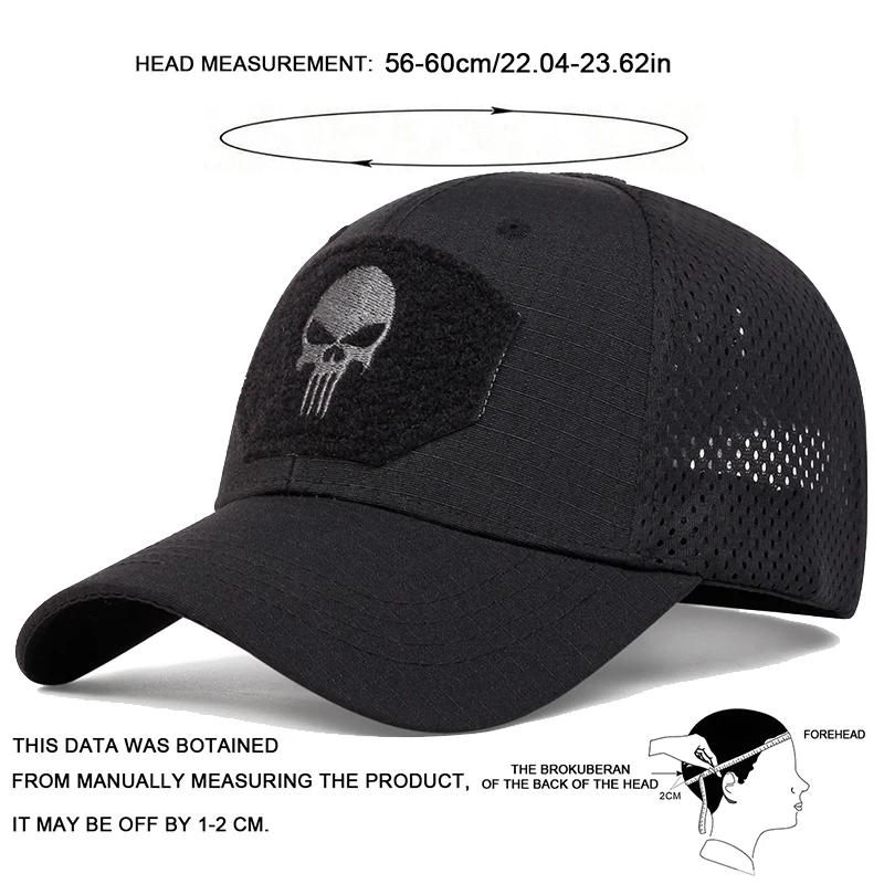 Casquette baseball unisexe broderie crâne pêche printemps automne réglable protection UV