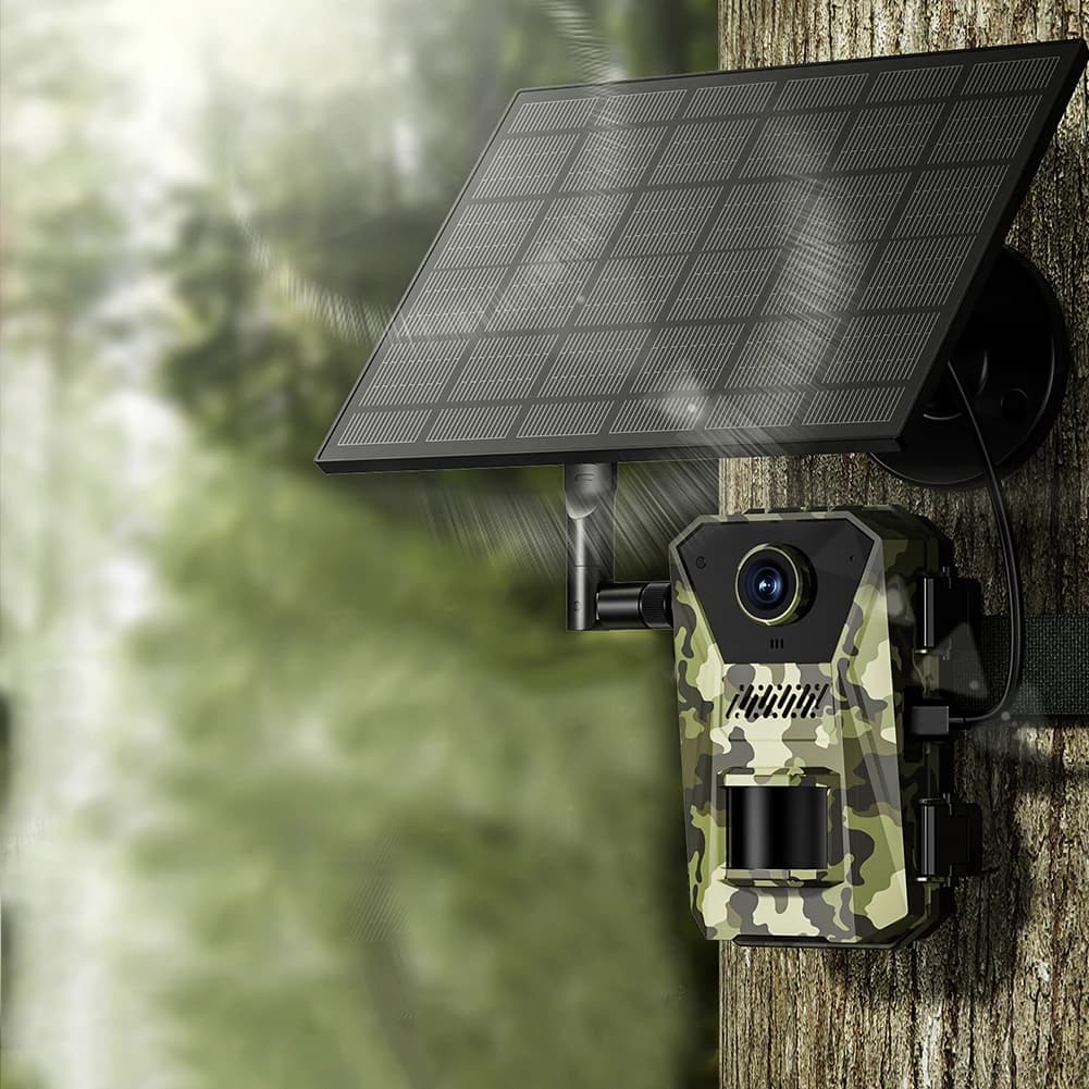 Caméra de chasse F8 4G 2K 14MP solaire déclenchement PIR vision nocturne étanche surveillance