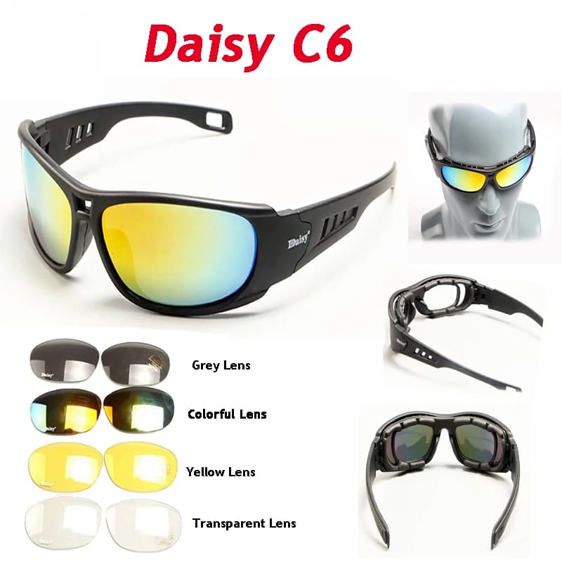 Lunettes tactiques polarisées pêche vélo C6 protection vent poussière tir sport outdoor