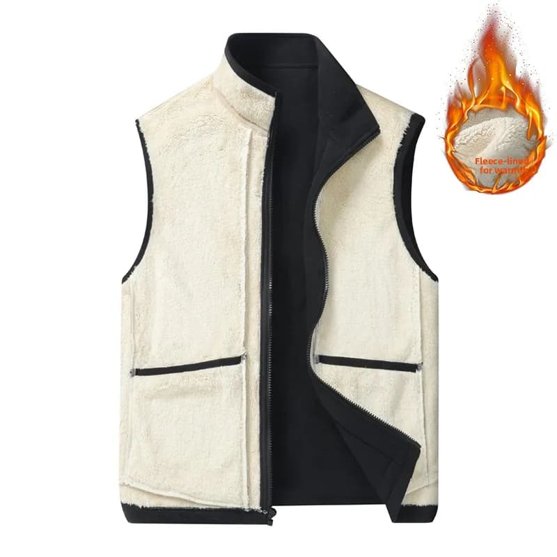 Veste sans manches homme col montant chaude en coton pour l'automne et l'hiver taille grande