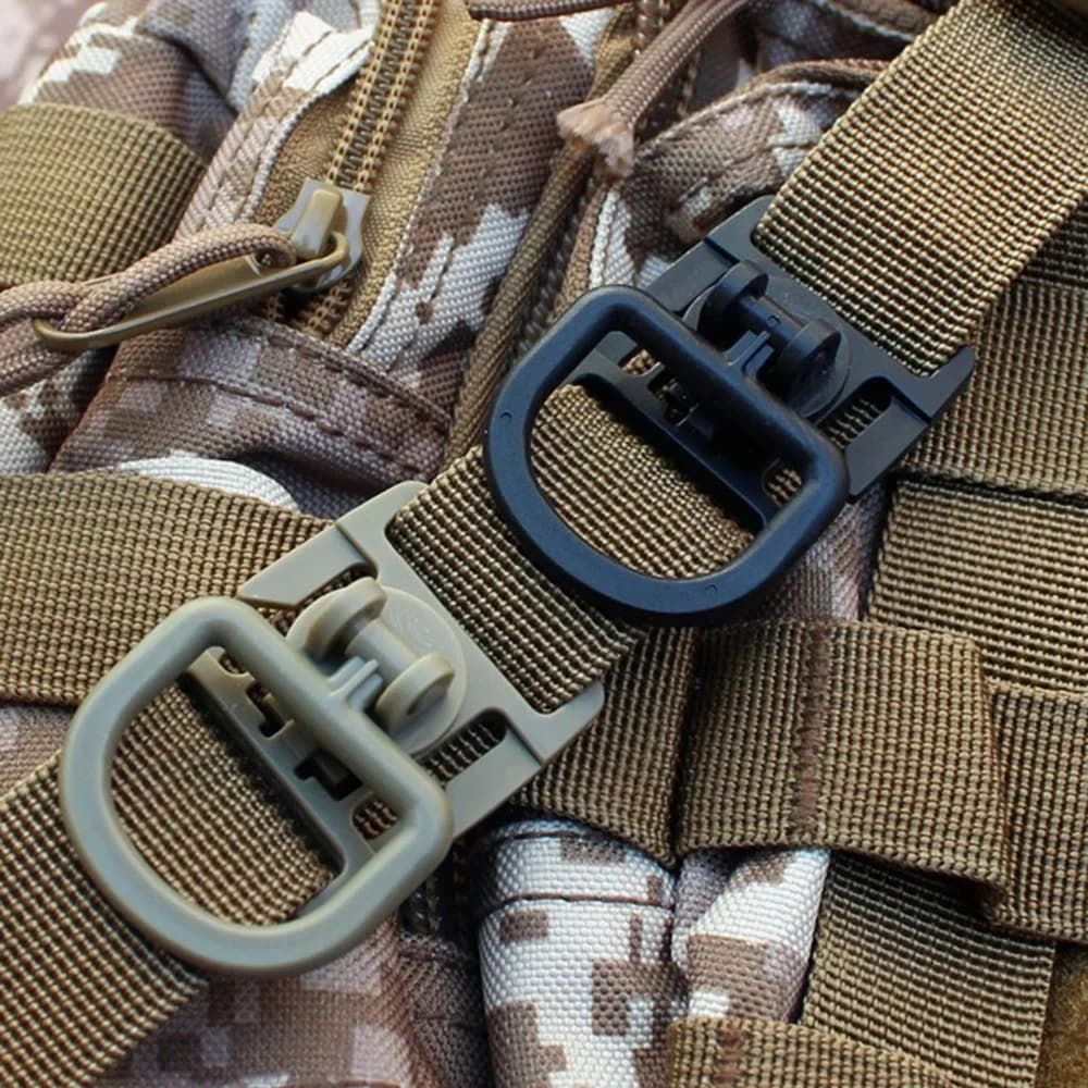 4 anneaux en D tactiques rotatifs 360° - Accessoires fixation MOLLE pour sacs à dos