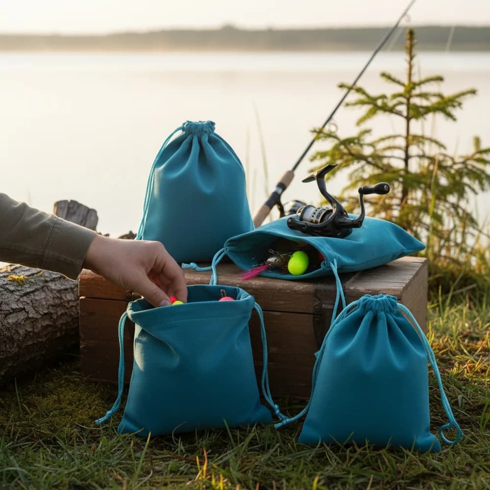 Sac de protection portable pour moulinets de pêche avec cordon de serrage - Étui de rangement pour accessoires