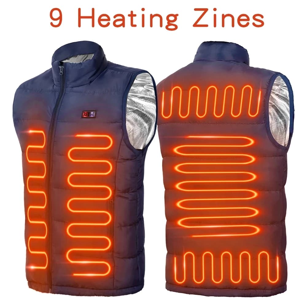 Veste chauffante homme femme 12 zones chauffantes USB pour camping et sport hiver