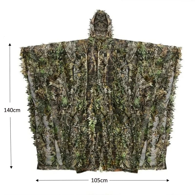 Poncho camouflage ghillie 3D complet pour chasse discrète pêche et jeux CS en extérieur
