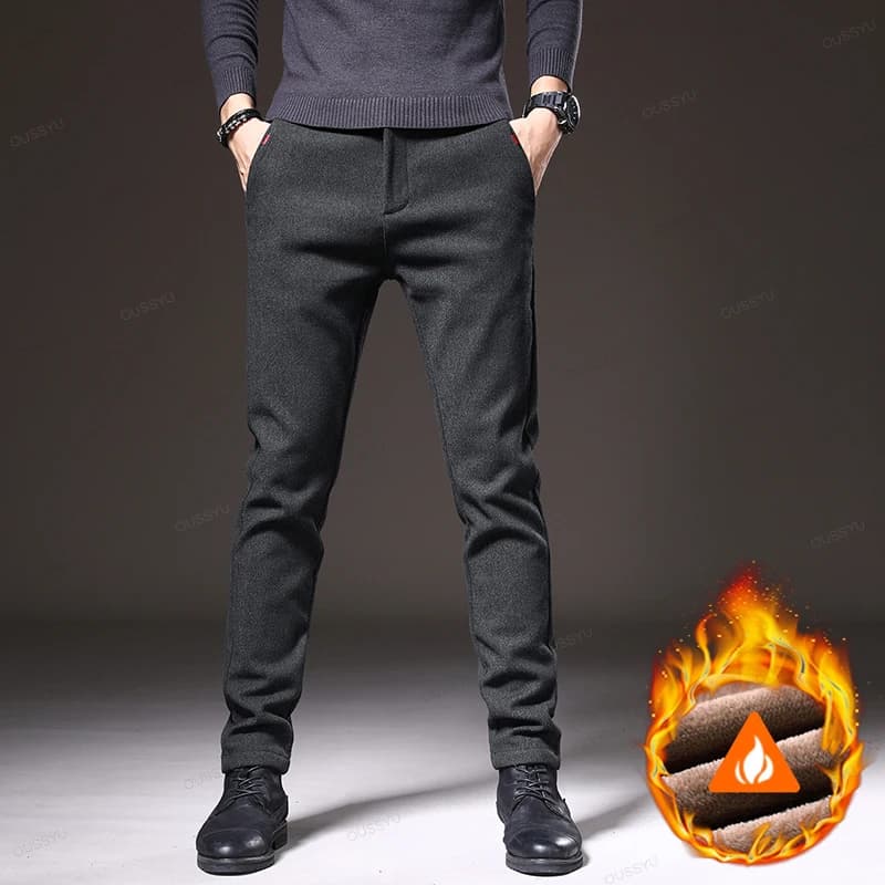 Pantalon d'hiver polaire homme pêche outdoor épais chaud velours coton confortable
