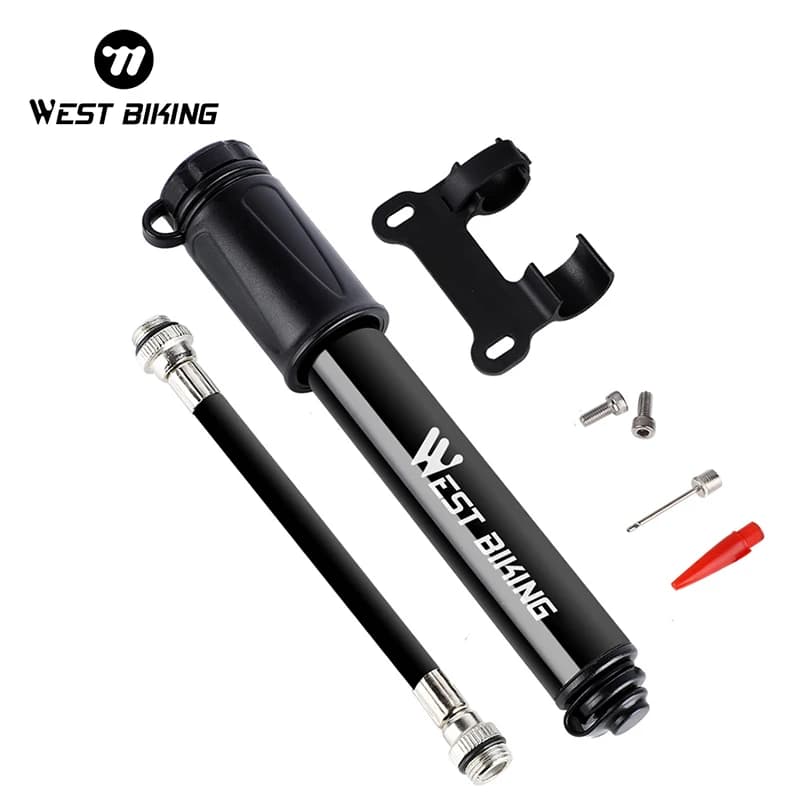 Pompe à main mini WEST BIKING 100PSI - Alliage aluminium pour VTT et vélo de route de pêcheur